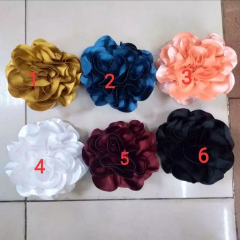 (BISA COD) Jepit Cepol Hijab Bunga Mawar Satin uk M-Jepit Rambut Bunga