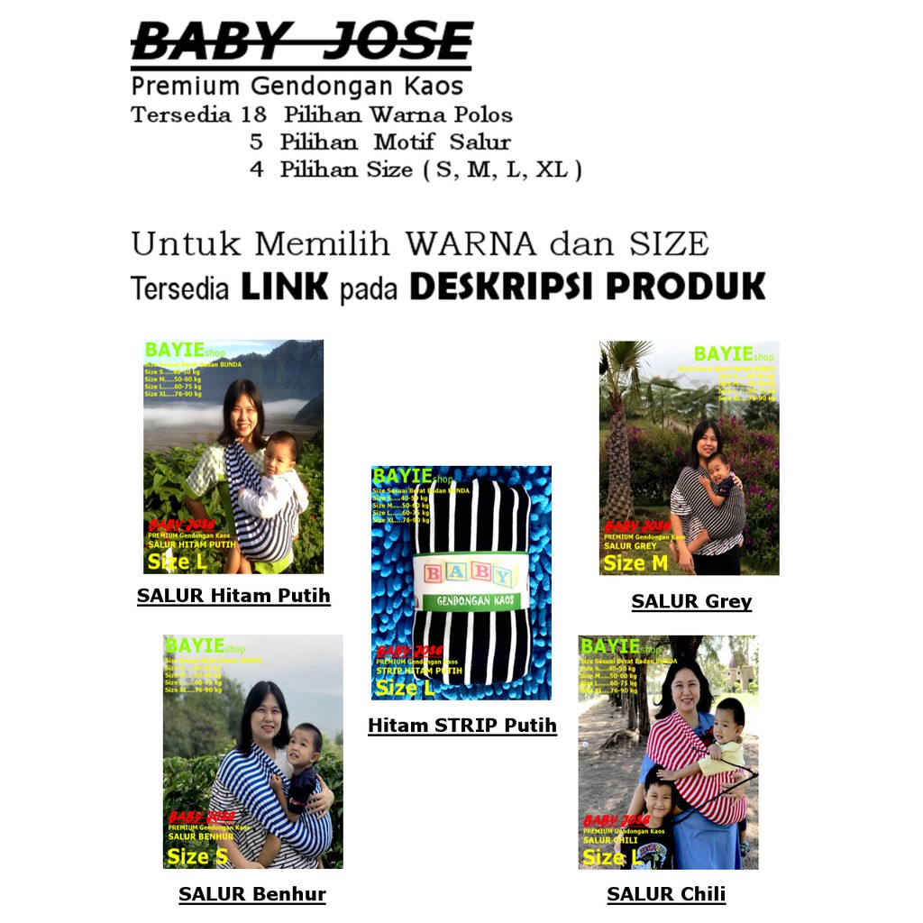 BAYIE - Baby JOSE Premium Gendongan Bayi Kaos/GEOS/Selendang Bayi/Salur PUTIH