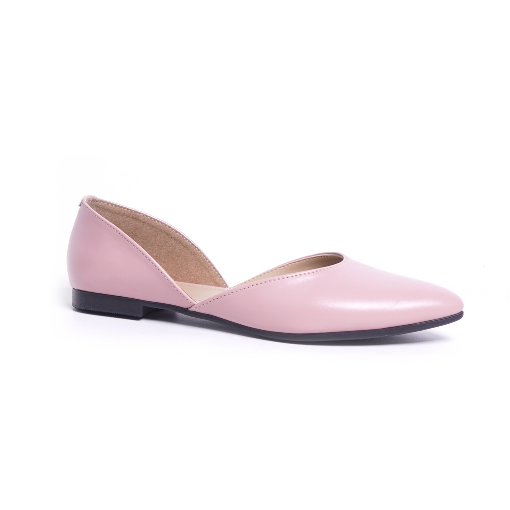Lapepa AILEEN Sepatu flat wanita casual sepatu kerja ballerina  cewek flatshoes lancip kekinian-Light salem