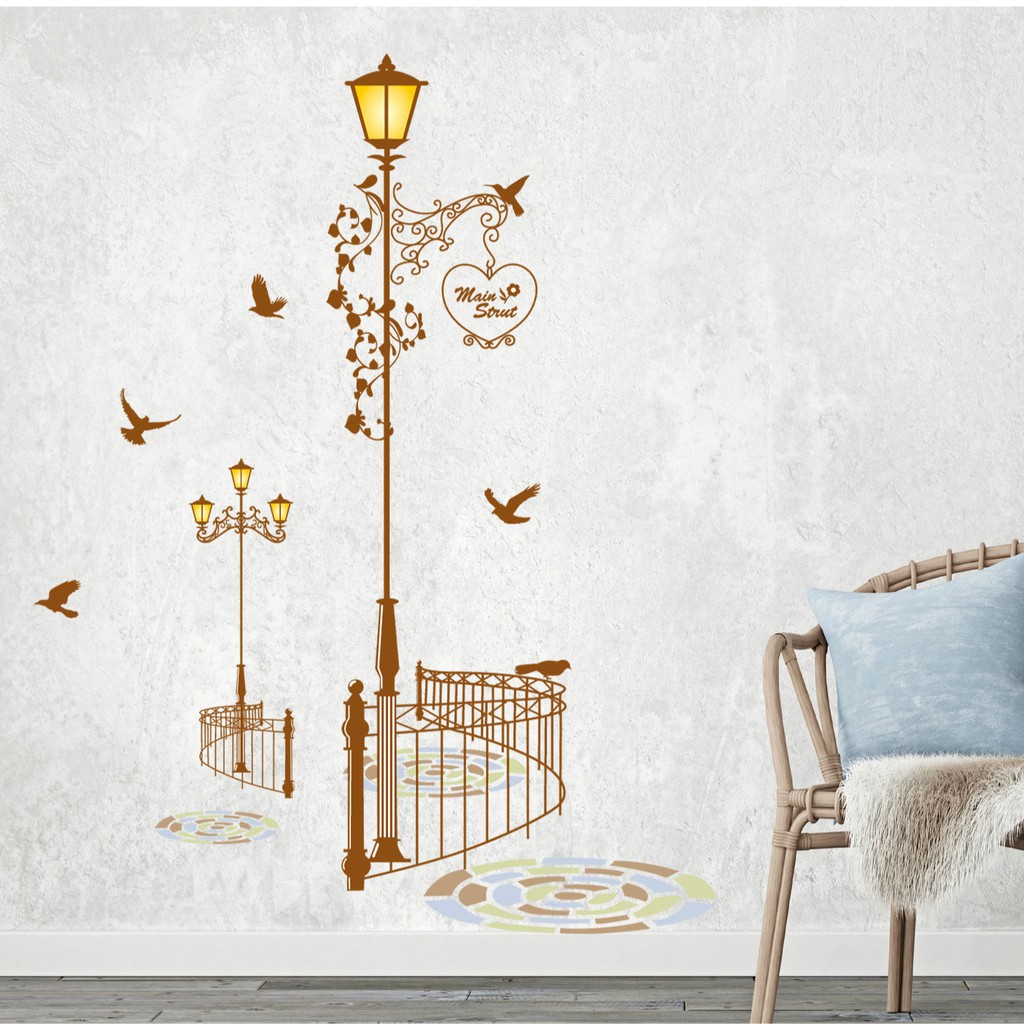 RELIZA WALLSTICKER 60X90 LAMPU TAMAN COKELAT WALL STICKER DINDING JM7258