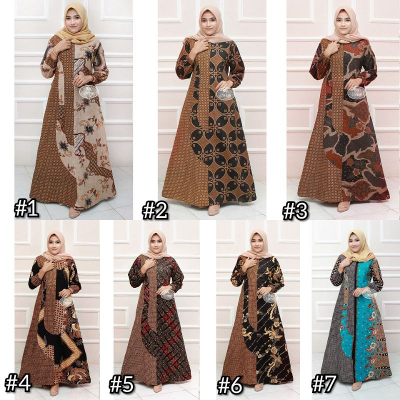 GAMIS ES BATIK KOMBINASI 2 MOTIF STANDAR DAN JUMBO LD 120CM DRESS BUSUI MODERN MURAH EXCLUSIVE