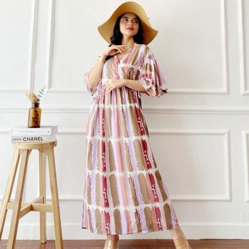 Dress Karen - Dress Kimono Rayon Premium Homey Dress Home wear Home Dress Import Busui Fashion Korean Style Midi Dress Kekinian