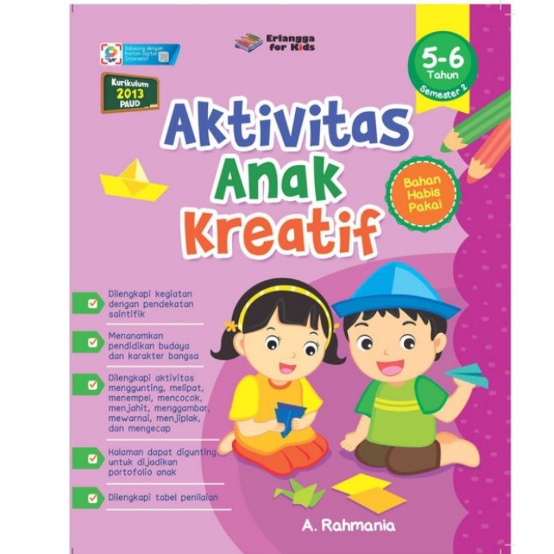 ORI buku aktivitas anak kreatif semester 2 penerbit Erlangga for kids edisi terbaru