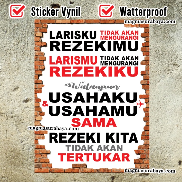 

Stiker larisku tidak mengurangi Rezekimu label magma surabaya