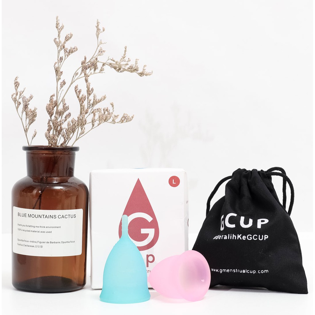 GCUP REUSEABLE MENSTRUAL CUP Medical Grade Silicone ORI Pengganti Pembalut Tampon Menstruasi Haid