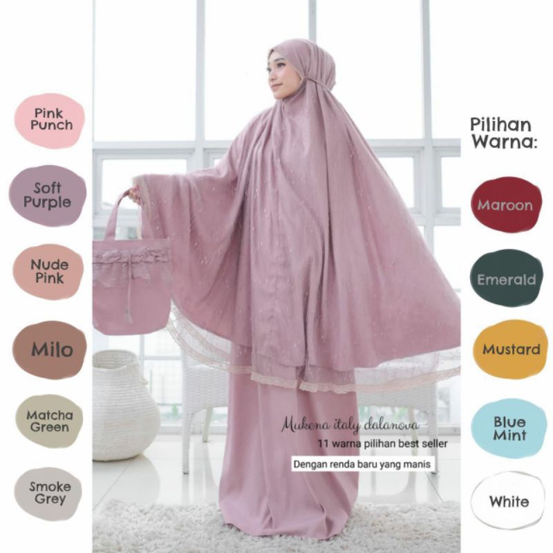 Mukena Italy/Mukena Mewah/Mukena sultan Original Dalanova