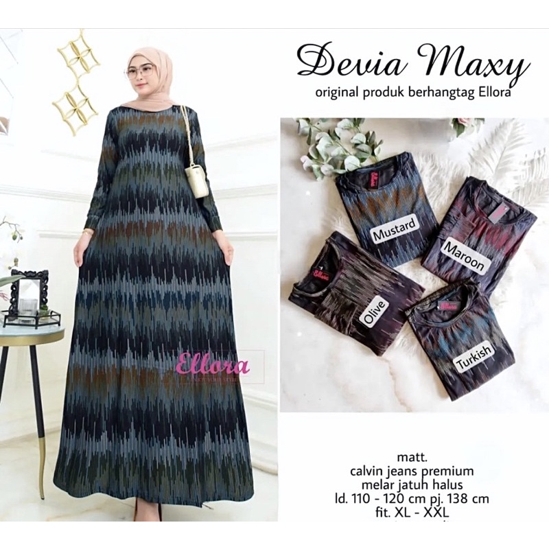 Devia Maxy - Gamis Calvin Jeans Terbaru LD110+  Jumbo / R.22 - 023-6796