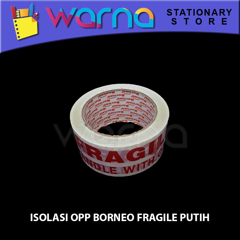 

ISOLASI LAKBAN SELOTIP PLAKBAN OPP BORNEO KENKO FRAGILE PUTIH 48mm