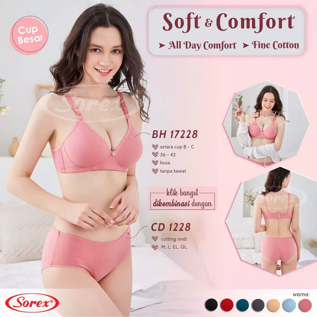 Bh Bra Sorex 17228 (Cup B-C) KATUN | Busa Tipis Tanpa Kawat | Basic |jcx