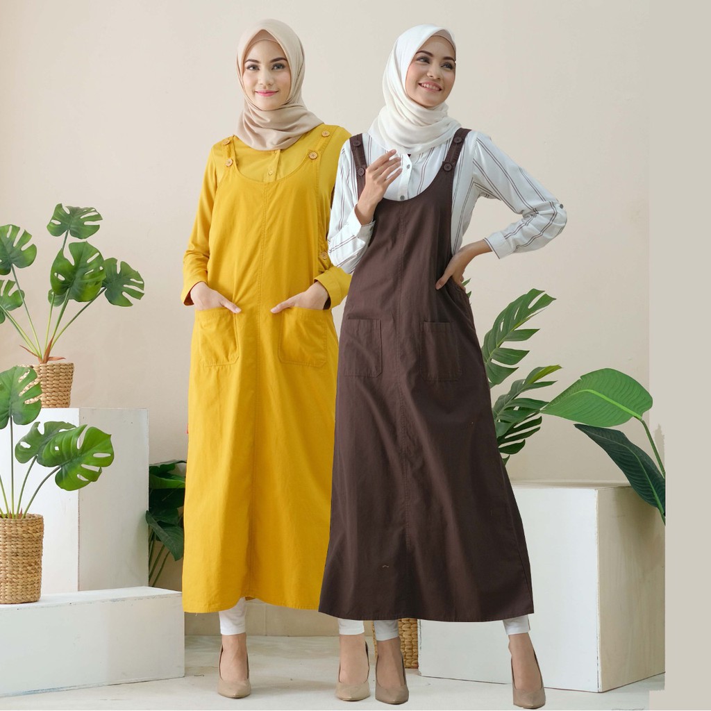 Jual RILLEY Overall Dress Kekinian Baju Monyet / Kodok Fashion Muslim