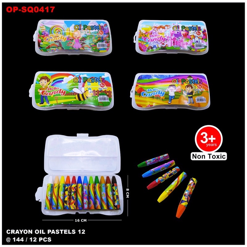 CRAYON 12 WARNA CANDY MURAH / OIL PASTELS 12 COLORS TOXIC FREE / KRAYON MEWARNAI ANAK BEBAS RACUN