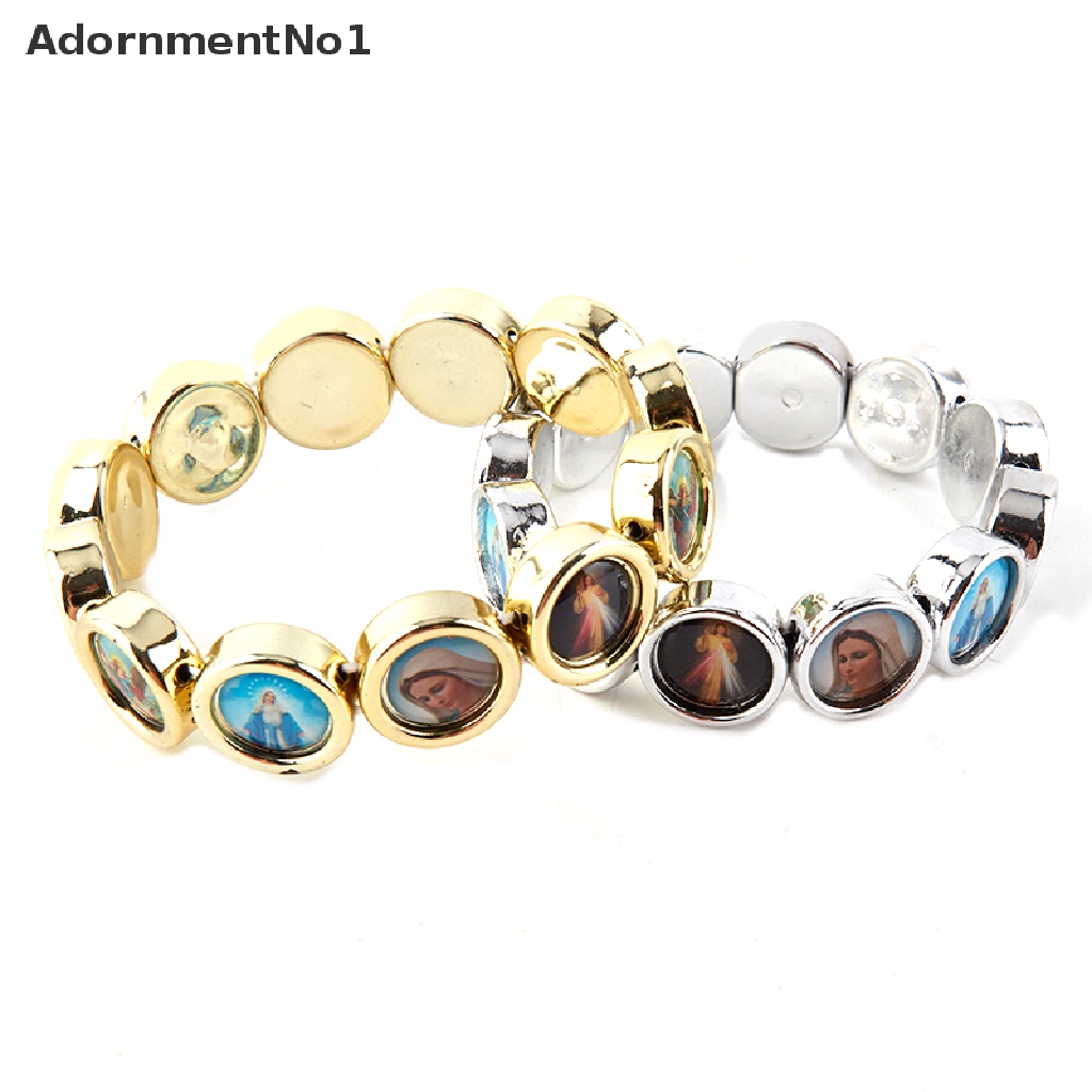 (AdornmentNo1) Gelang Tangan Rosario Katolik Motif Tulisan Icon JESUS SAINTS Maria Angel Ukuran 15mm