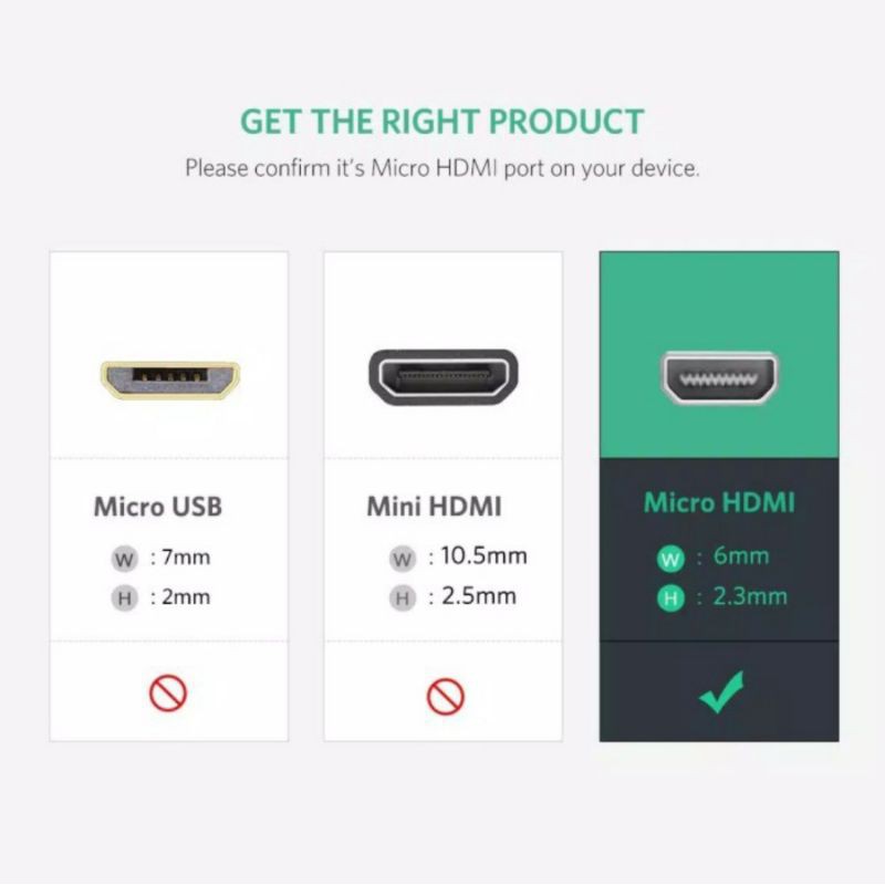 Ugreen Micro Hdmi to Hdmi Female 1080p - Adapter Ugreen Micro Hdmi