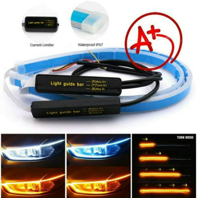 LAMPU LED DRL FLEKSIBEL 60CM SEN RUNNING SEPASANG