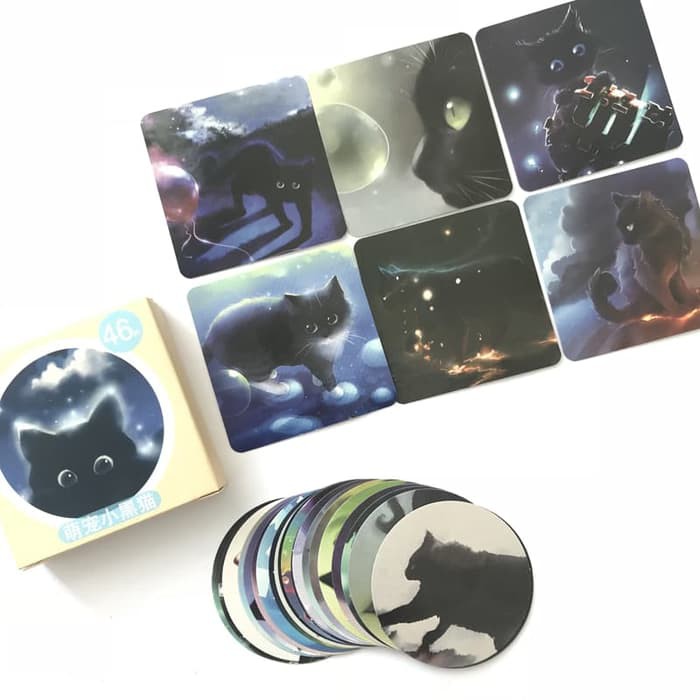 Label Sticker - Black Cat (46pcs)