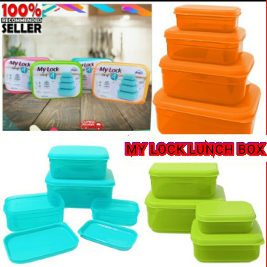 Toples Set Biggy My Lock 4 Pcs Food Storage / Wadah Serbaguna / Rantang Beranak Bekal Plastik Bento