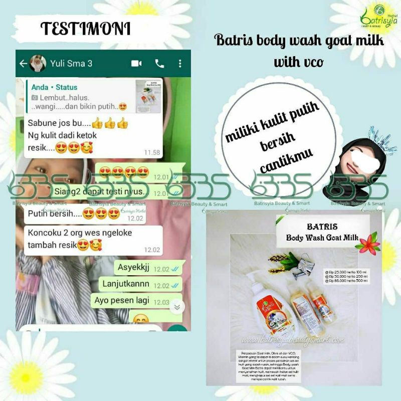 BODY WASH S GOAT MILK BATRISYIA TERBAIK /MENCERAHKAN/MELEMBABKAN