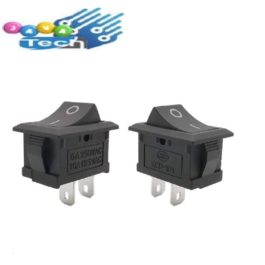 Saklar Power Rocker Switch KCD-101 Hitam 15x21mm