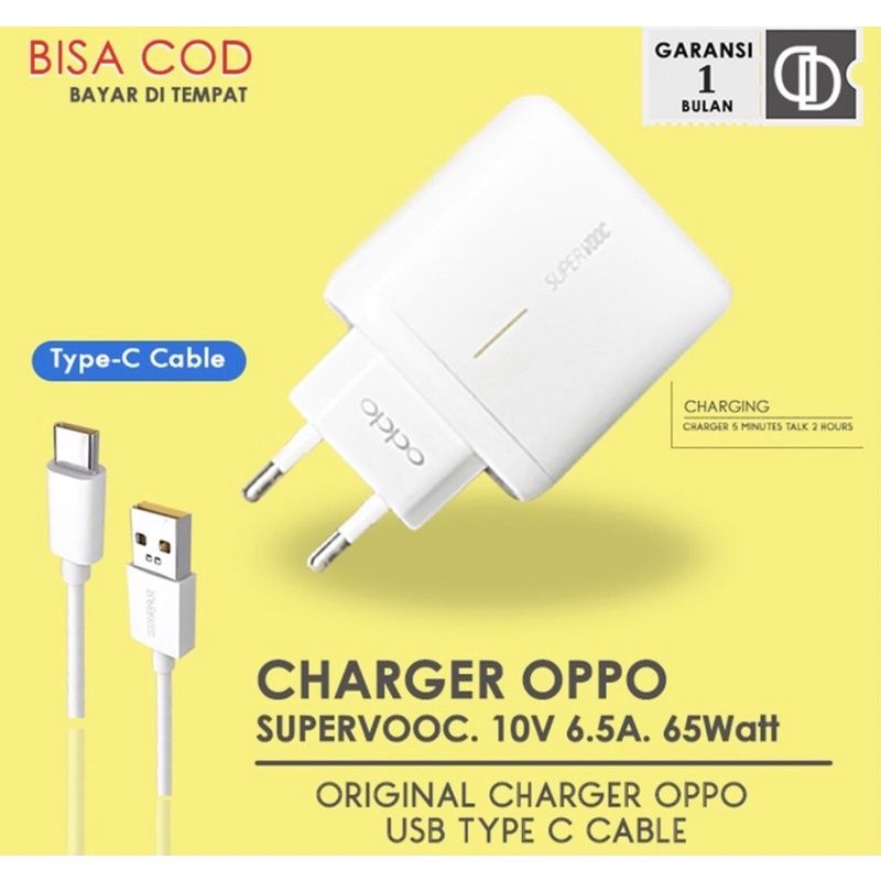 Charger Oppo 65 Watt Type C Super VOOC RENO tipe ACE 2 65 Watt KABEL DATA CASS Micro USB FAST QUICK CHARGE