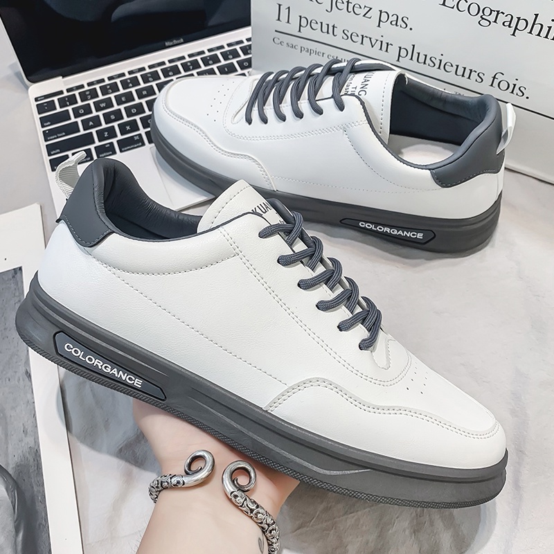 Highland Sepatu Pria Sneakers Tali Sepatu Cowok Santai Bahan Kulit PU Sepatu Olahraga Jogging Lari Sport Shoes Import KSC104