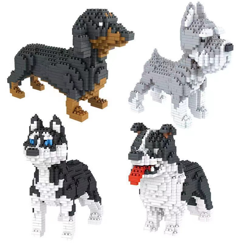 Mainan Puzzle Miniatur Partikel Blok Bangunan Bentuk Anjing Untuk Anak