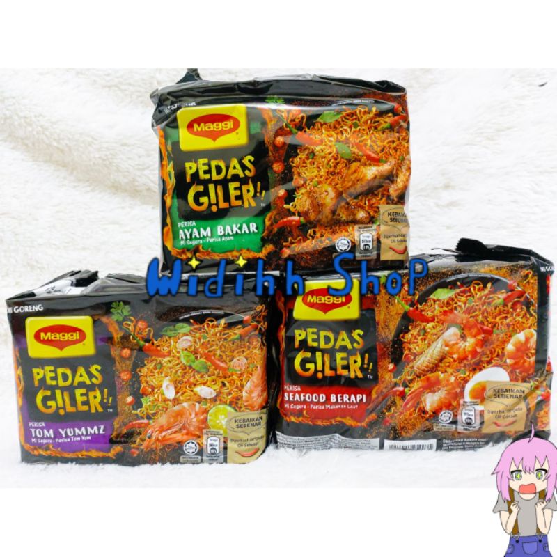 Maggi Pedas Giler Isi 5 Pack Mi Instan / Maggi Pedas Giler Ayam Bakar / Maggi Pedas Giler Perisa Tomyummz / Maggi Pedas Giler Perisa Seafood Berapi / Maggi Pedas Gila / Tom Yum