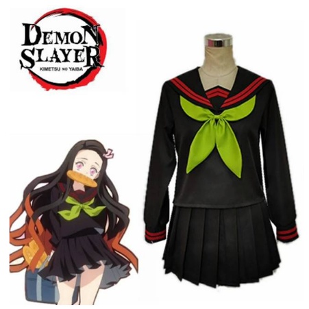 SEIFUKU NEZUKO KIMETSU NO YAIBA UNIFORM COSPLAY BAHAN OXFORD DRILL