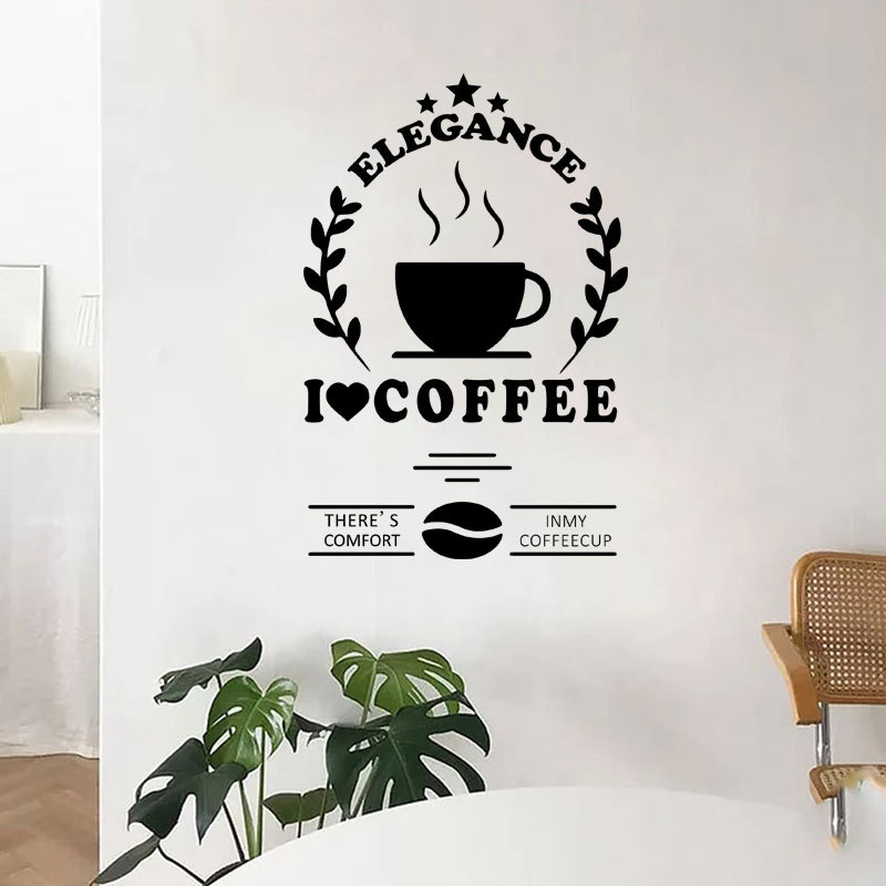 Stiker Dinding Desain Tulisan I Love Coffee Bahan Pvc Tahan Air Dapat Dilepas Untuk Dekorasi Dapur Restoran