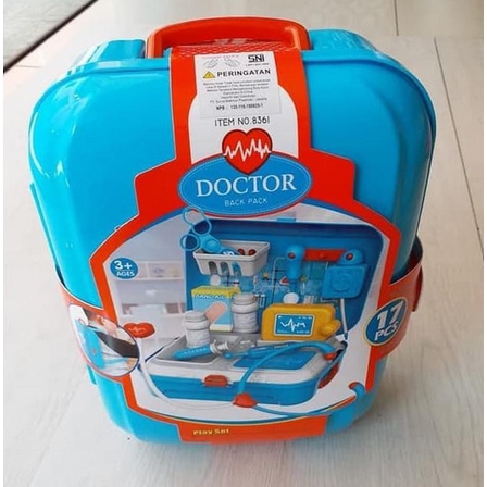 MAI553 MAINAN DOKTER DOCTOR BACK PACK TAS PUNGGUNG KOPER ISI 17 PCS 8361