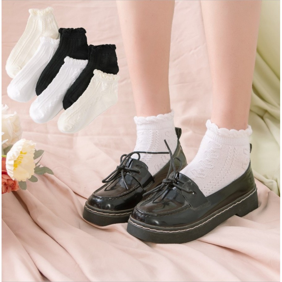 KK-46 kaos kaki lolita pendek socks renda rajut love winter import