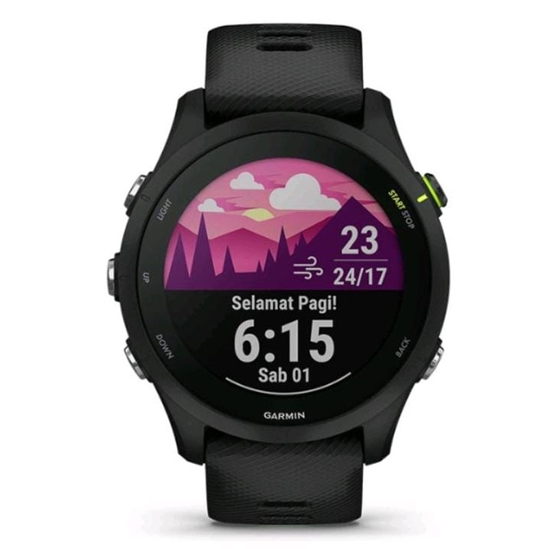 JAM TANGAN GARMIN SMARTWATCH PRIA SMARTWATCH WANITA FORERUNNER 255 MUSIC WIFI GPS BLACK THARABBIT FO