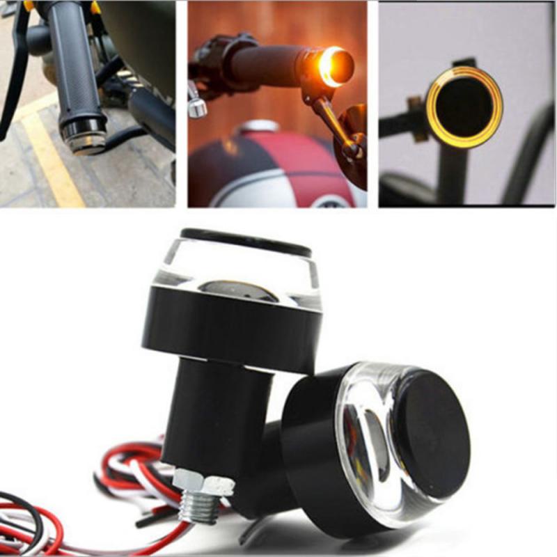 1pc Lampu Sein Motor End Bar Stang LED Signal Blinker Flasher Handle Grip Bar Blinker Side Marker Lamp Aksesoris Motor