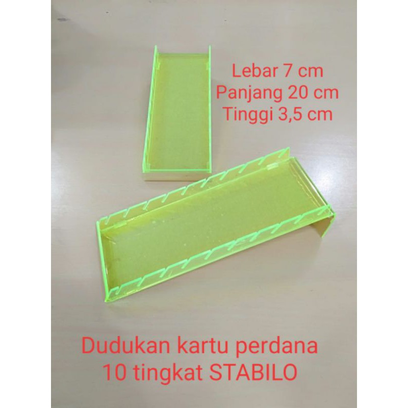 

dudukan kartu perdana lebar 7 cm x 20 cm 10 tingkat stabilo