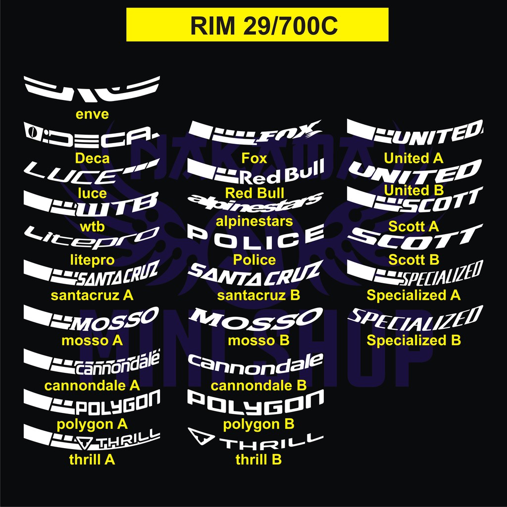 Cutting Sticker velg sepeda rim 29/700c lebar sticker 2cm