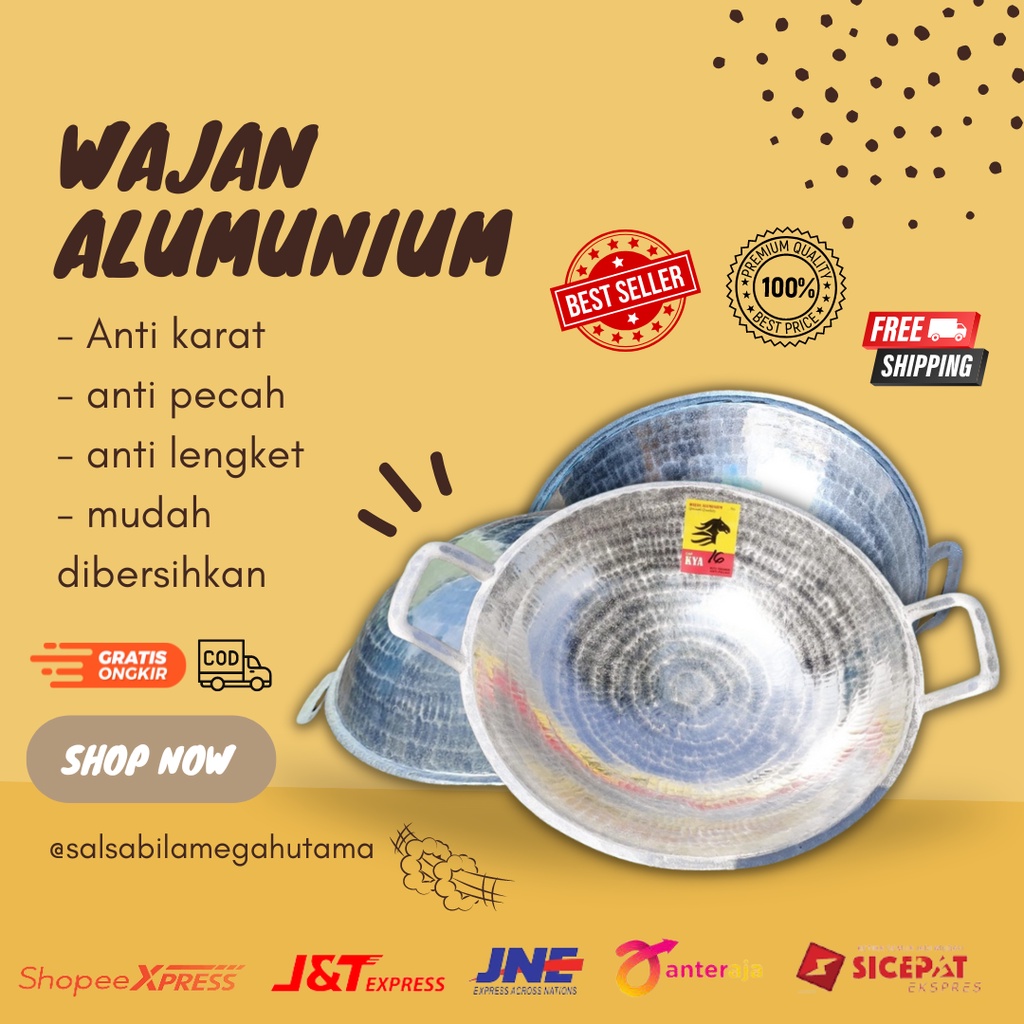 WJNALU119 - Penggorengan wajan katel kuali kenceng almunium alumunium jawa tebal anti lengket / kate