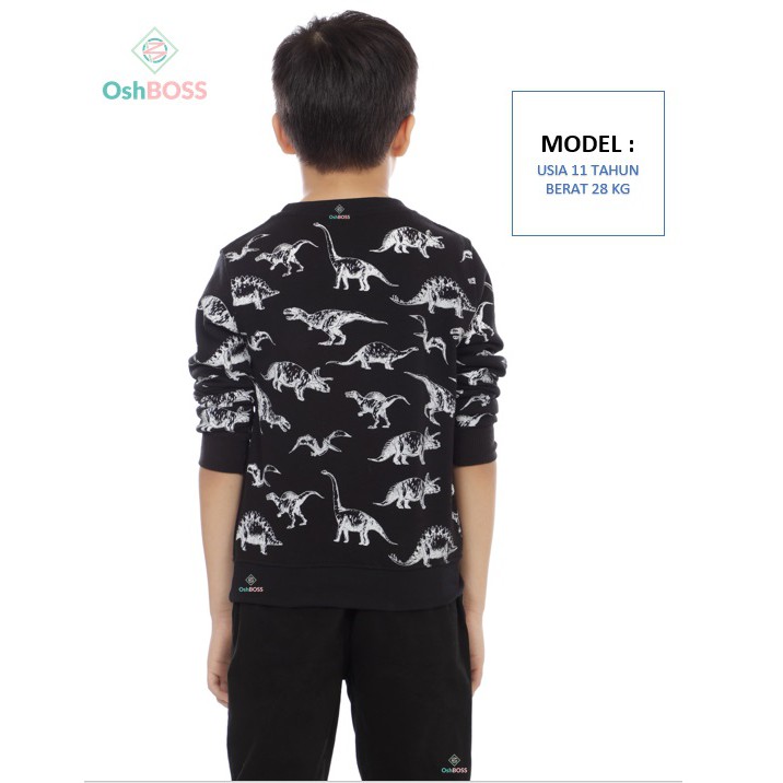 BAJU SWEETER ANAK DINO HITAM USIA 2-5 TAHUN/ OSHBOSS-1