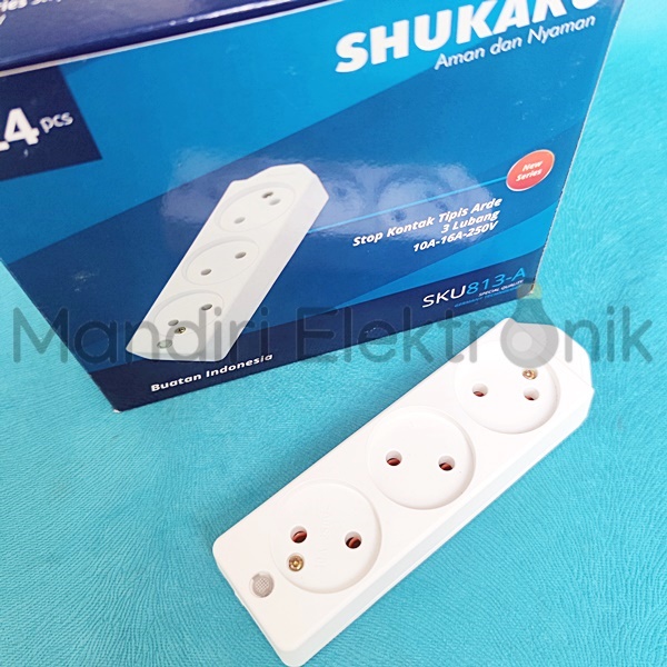 Stopkontak Tipis 3 Lubang Shukaku SKU813A dengan Lampu Indikator SKU-813A - Stop Kontak Tipis 3 Lubang SKU 813A