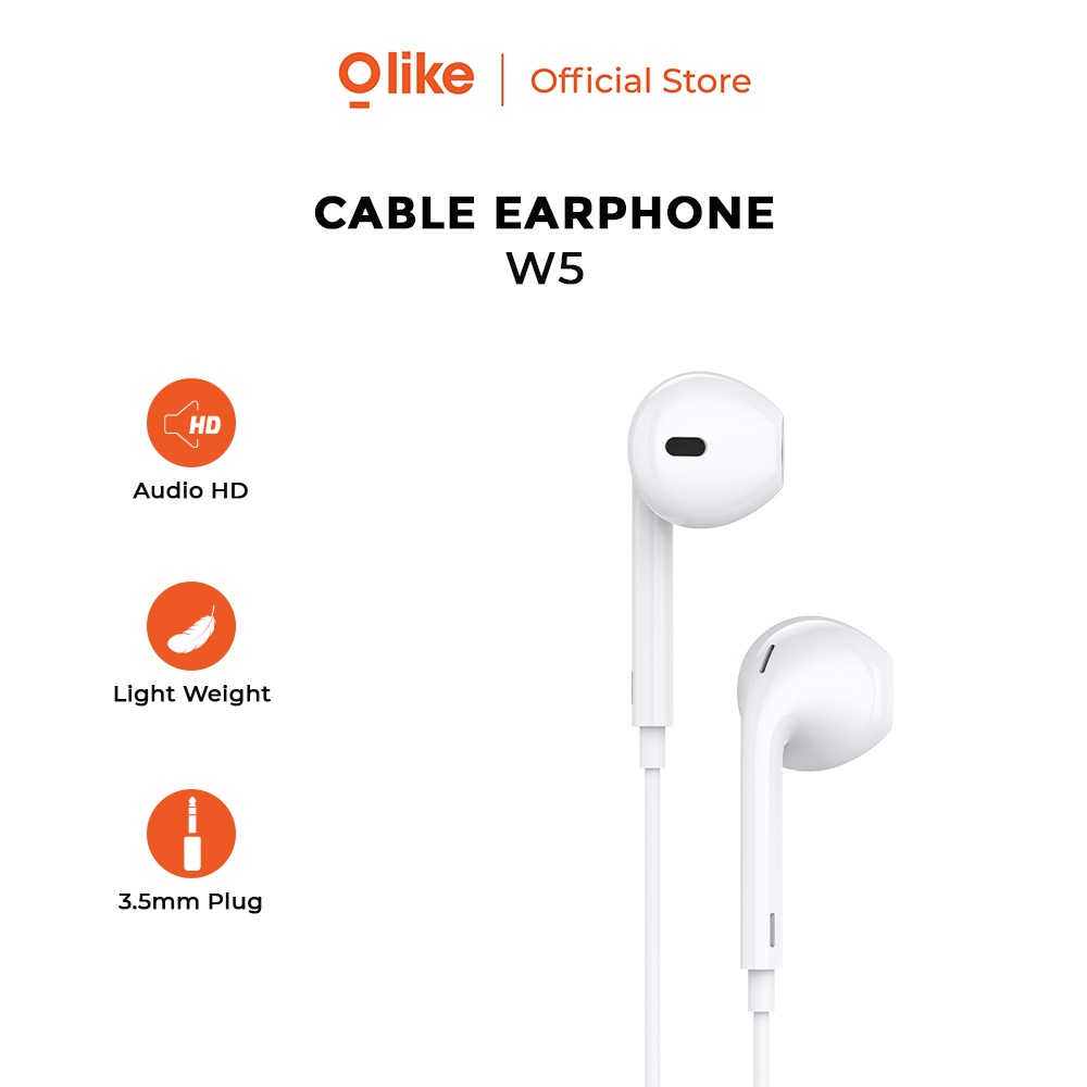 Olike Wired Earphone Headset Half In Ear 14mm Diameter HD Audio Kabel 120cm Garansi Resmi 6 Bulan OASE W5