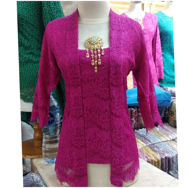 kebaya kutu baru lengan 7/8_kebaya brukat_kebaya_kebaya kutu baru modern_kebaya encim_kebaya wisuda murah-FUCHSIA