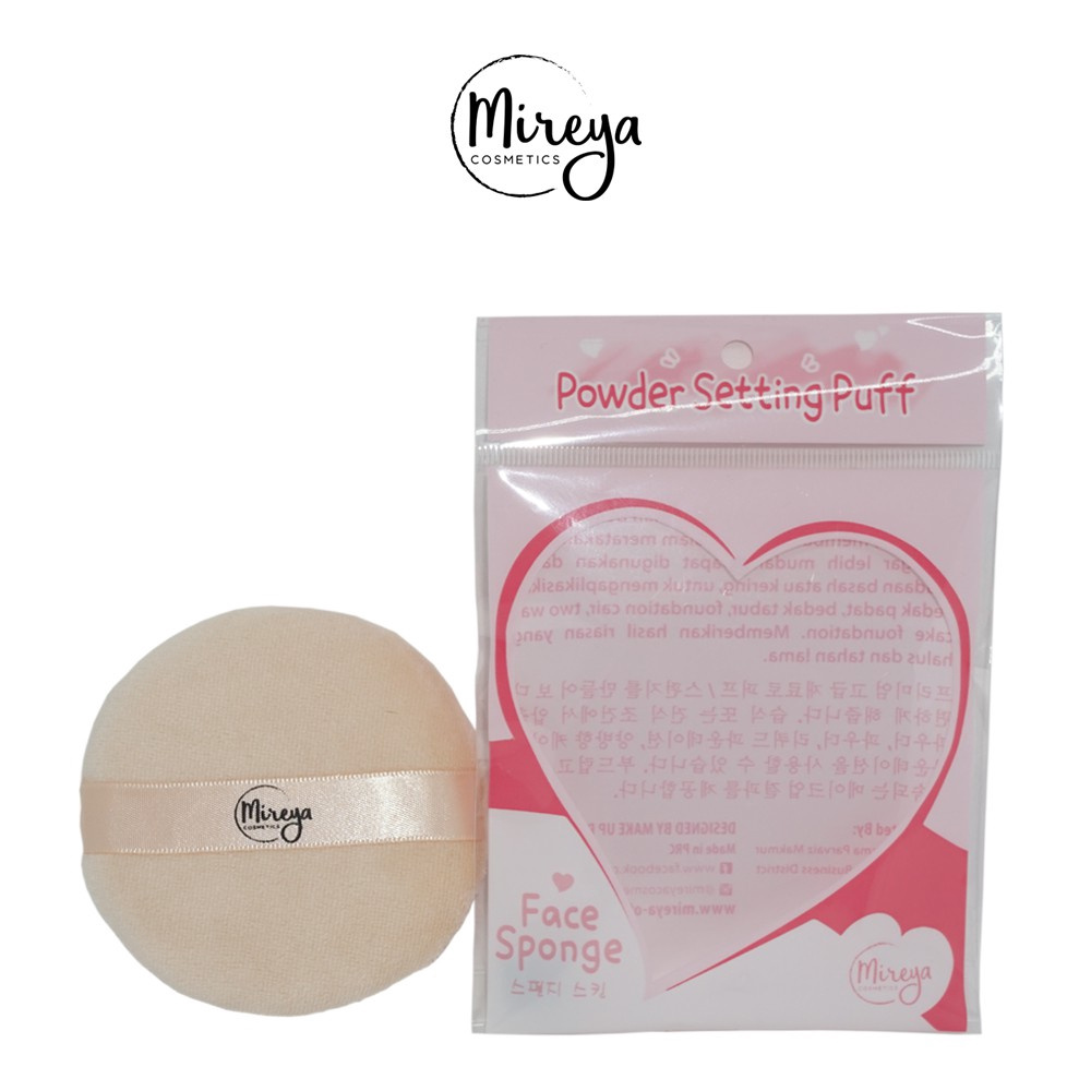 [WITH RIBBON &amp; LATEK) MIREYA POWDER SPONGE SETTING PUFF FACE SPONGE BULAT Untuk Bedak Tabur