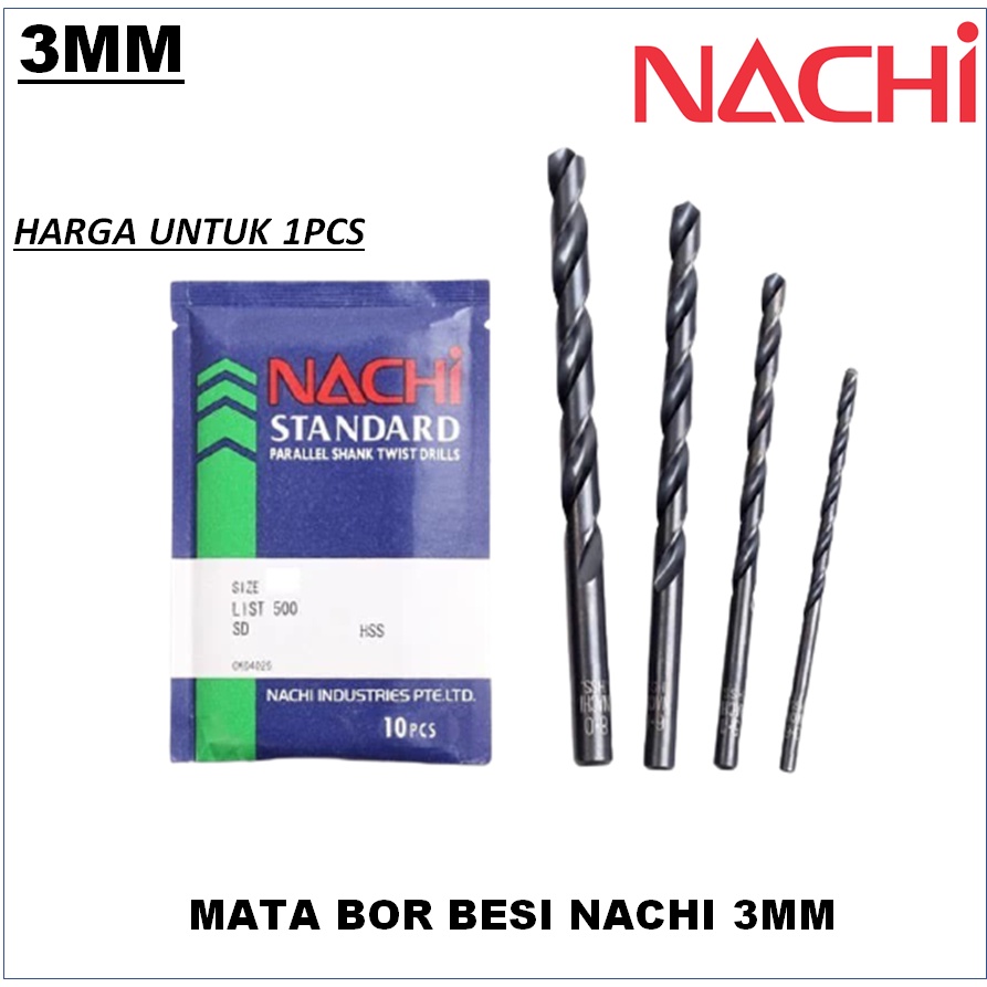 MATA BOR NACHI MATA BOR BESI 3 MM HSS DRILL NACHI ORIGINAL