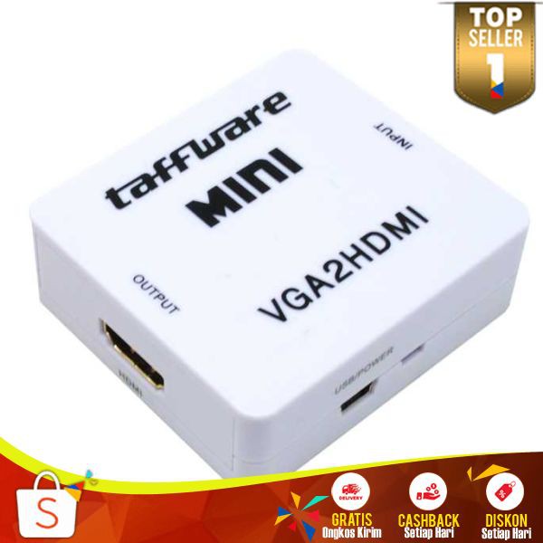 Taffware Saintholly Konverter VGA to HDMI Mudah Digunakan Conveter Tanpa Driver Berkecepatan Tinggi