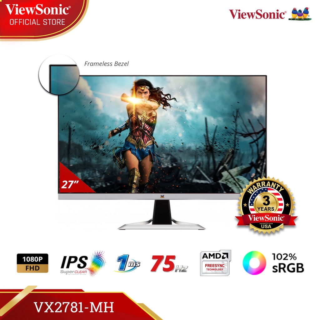 ViewSonic 27" Entertainment Monitor VX2781-MH | 75Hz | 1ms | AMD FreeSync | IPS Superclear | HDMI