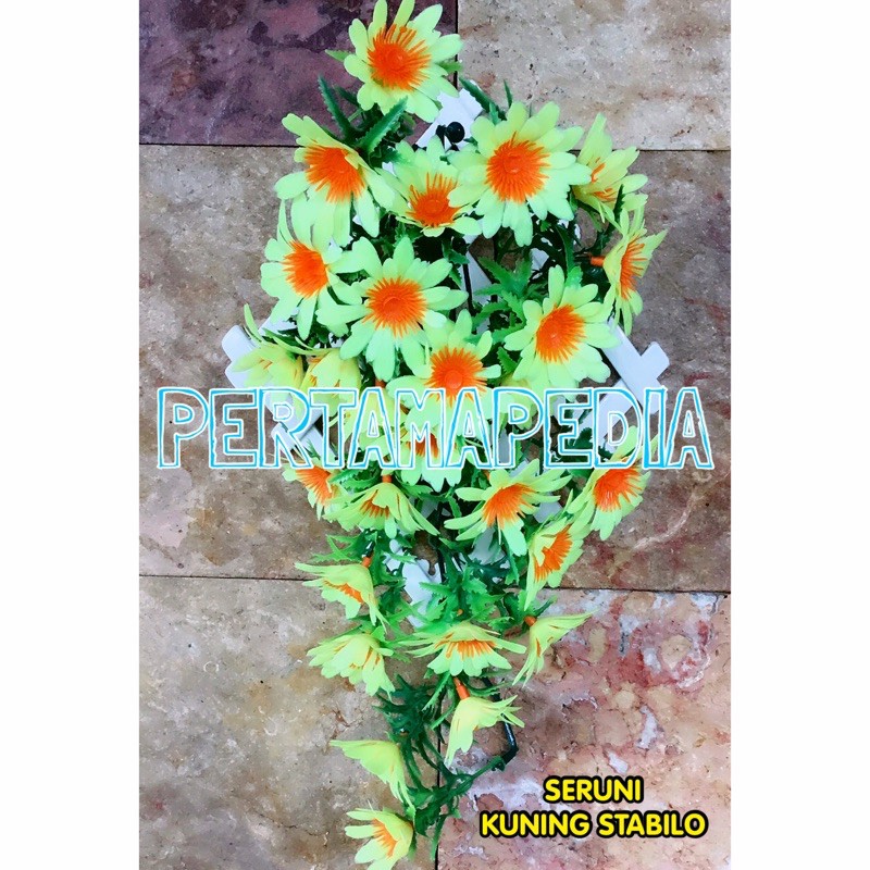 C5 Bunga SERUNI/Bunga Plastik/Rumput Plastik/Daun Rambat Plastik/Busa Bunga/Bunga Matahari Kecil-Kuning Stabilo