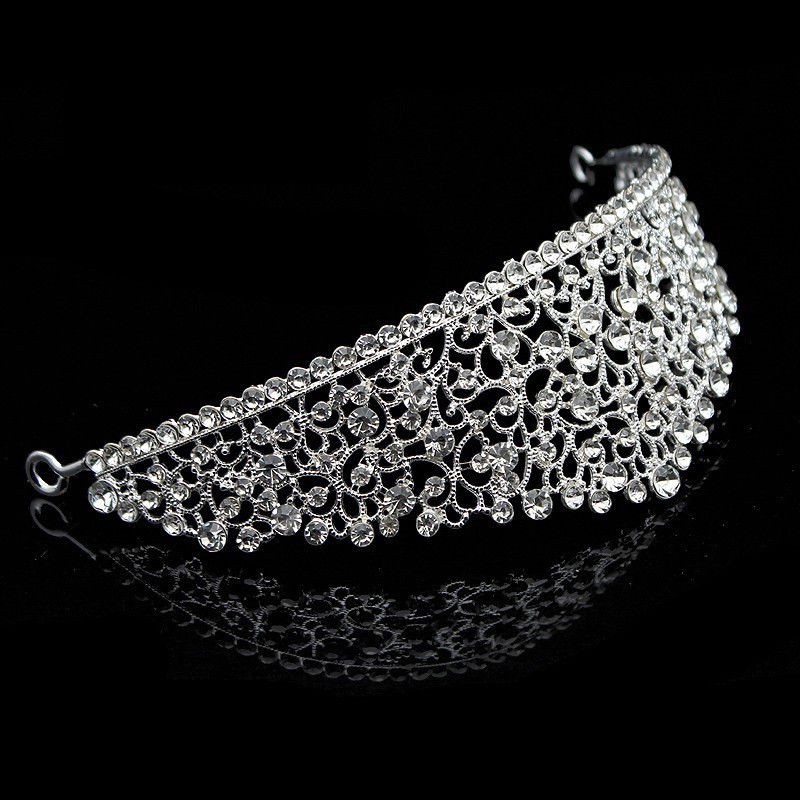 Sparkling Big Wedding Diamante Pageant Tiaras Hairband Crystal Crowns For Brides