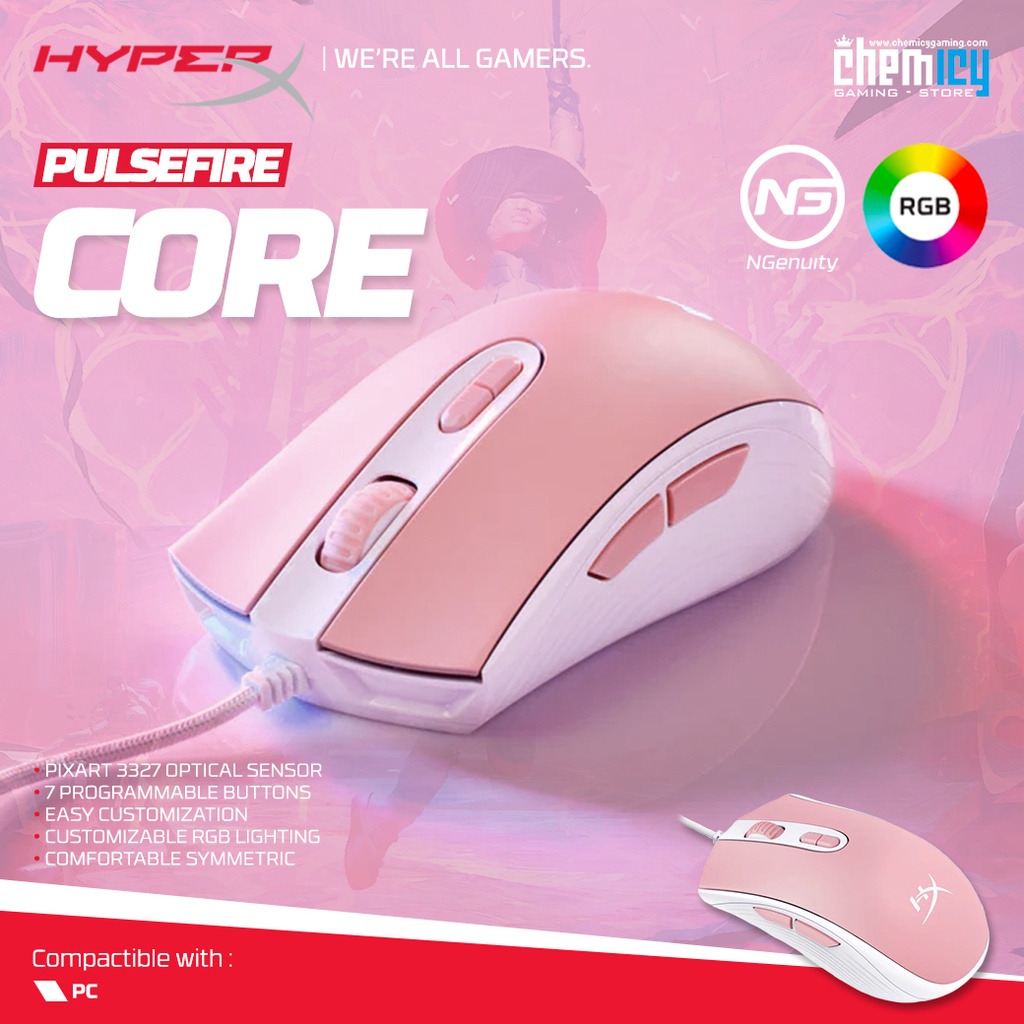 HyperX Pulsefire Core Pink White RGB Gaming Mouse