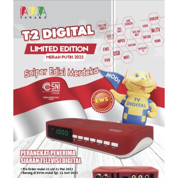 paket stb T2 terbaru tanaka digital merah putih kualitas sangat bgaus dan mantap ori