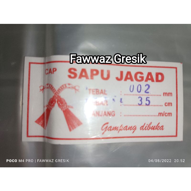 Plastik PP Bening Roll Lebar 35 cm  Tebal 0,02 Panjang 100 Meter Asli Packing Laundry Karpet