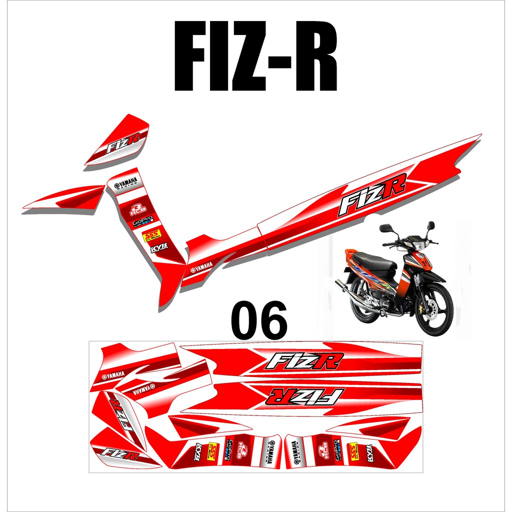 Stiker Sticker Striping Lis Variasi Yamaha Fiz R / Fizr Semi full Keren Murah Desain DS FZ – 6