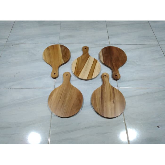 Talenan Kayu Jati Diameter 25 cm / Wooden Cutting Board / Talenan Pizza